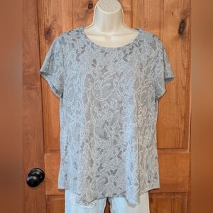 Simply Vera‎ Vera Wang Light Gray Floral Top